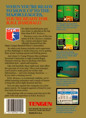 R.B.I. Baseball (USA) box cover back